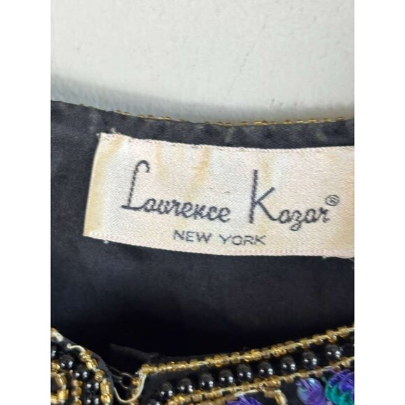 Vintage 80s Lawrence Kazar Womens Black Silk Beaded Sequin Tassel Jacket Size XL - Picture 9 of 16